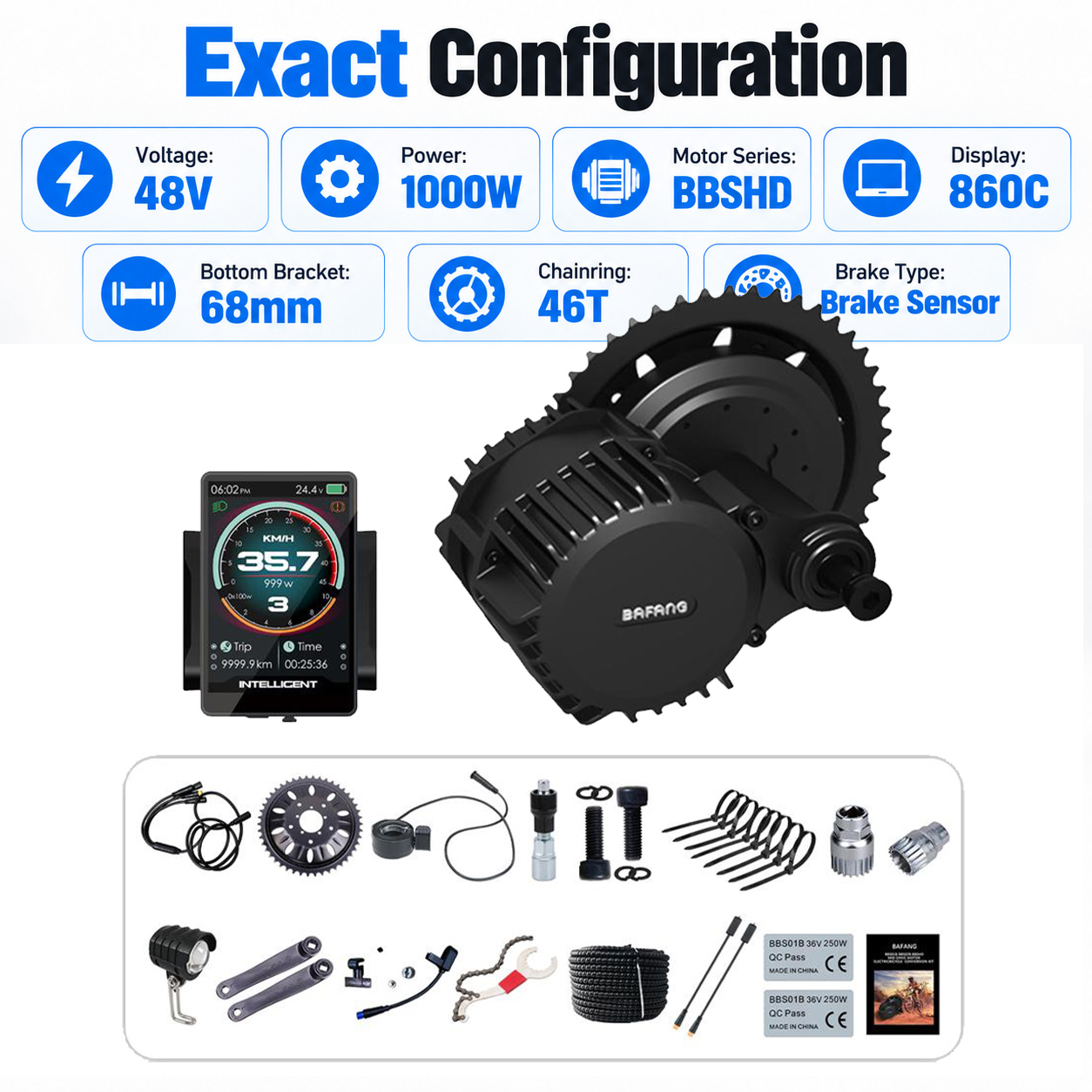 BAFANG 48V 1000W BBSHD Mid Dri - Bafang Bbshd 1000W Conversion Kit 评论和价格